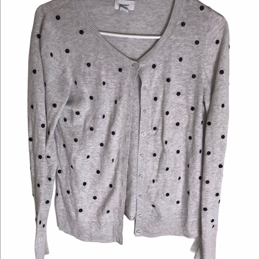 Old navy crew cardigan gray polka dot XS